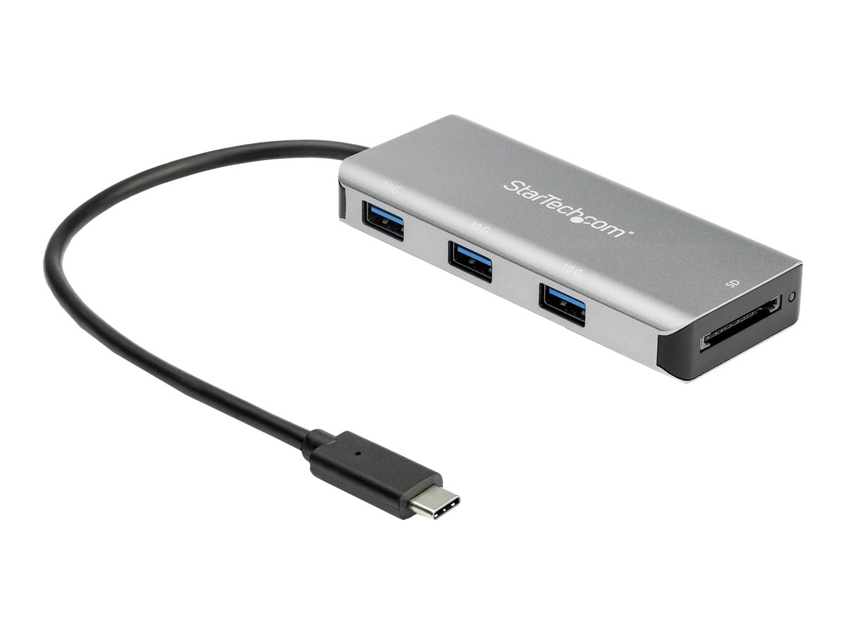 StarTech.com 3 Port USB C Hub SD Card Reader - 3x USB-A & SD Slot - USB 3.1/3.2 Gen 2 10Gbps Type C Laptop Adapter Hub - Bus Powered (HB31C3ASDMB) Hub