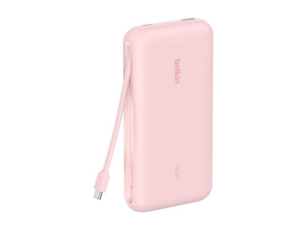 Belkin BoostCharge power bank - with integrated cable - 2 x USB-C USB - 30 Watt - MFI Certified Powerbank - 20000 mAh