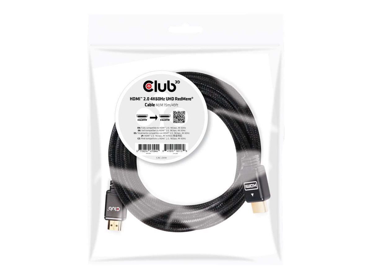 Club 3D CAC-2314 HDMI 2.0 RedMere Kabel 15m Sort