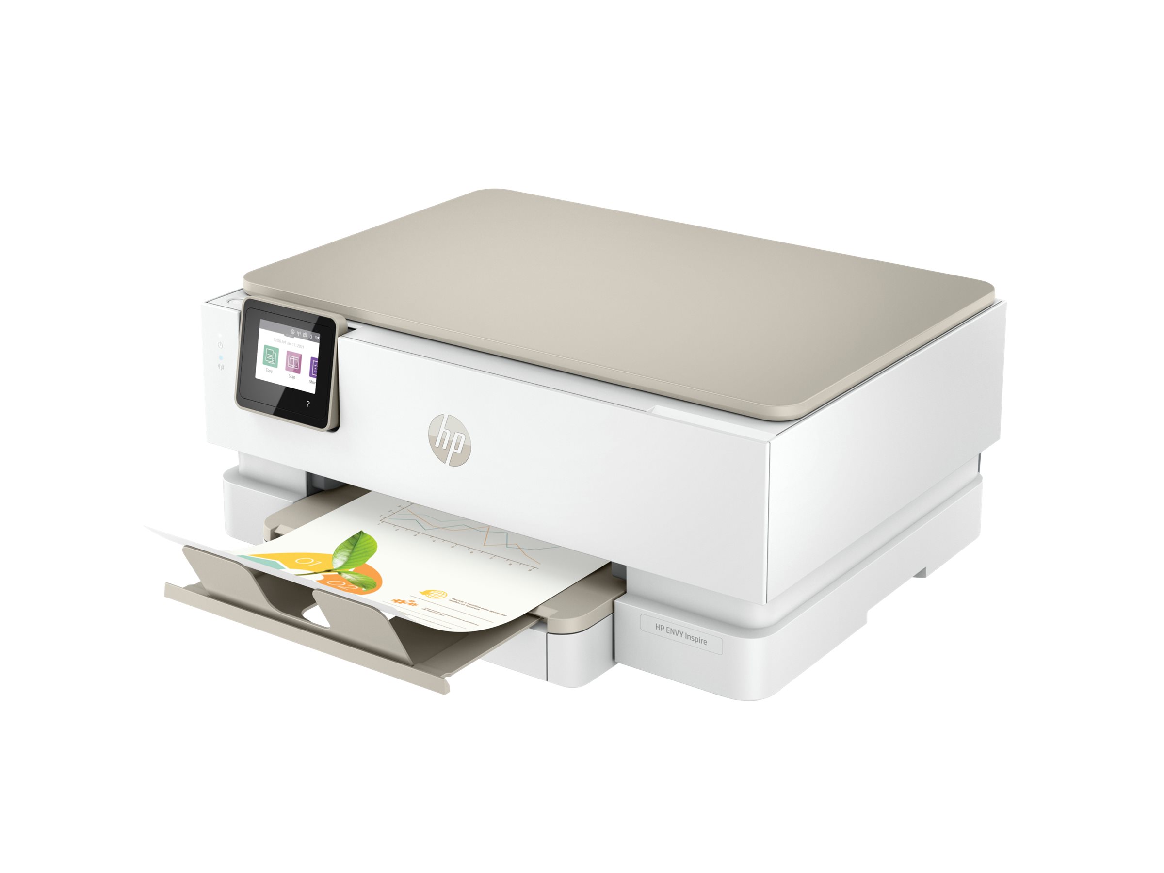 HP ENVY Inspire 7220e All-in-One - Multifunktionsprinter - farve - blækprinter - 216 x 297 mm (original) - A4/Legal (medie) - op til 13 spm (kopiering) - op til 15 spm (udskriver) - 125 ark - USB 2.0, Wi-Fi(ac), Bluetooth - portobello - med HP 1 Year Extra-garanti gennem HP+ aktivering ved opsætning