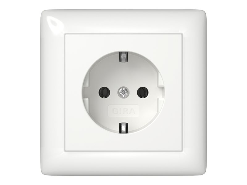Gira Standard 55 - strømsokkel-outlet - pre-wired, with cover frame - 1 strømsokkel - ren hvid