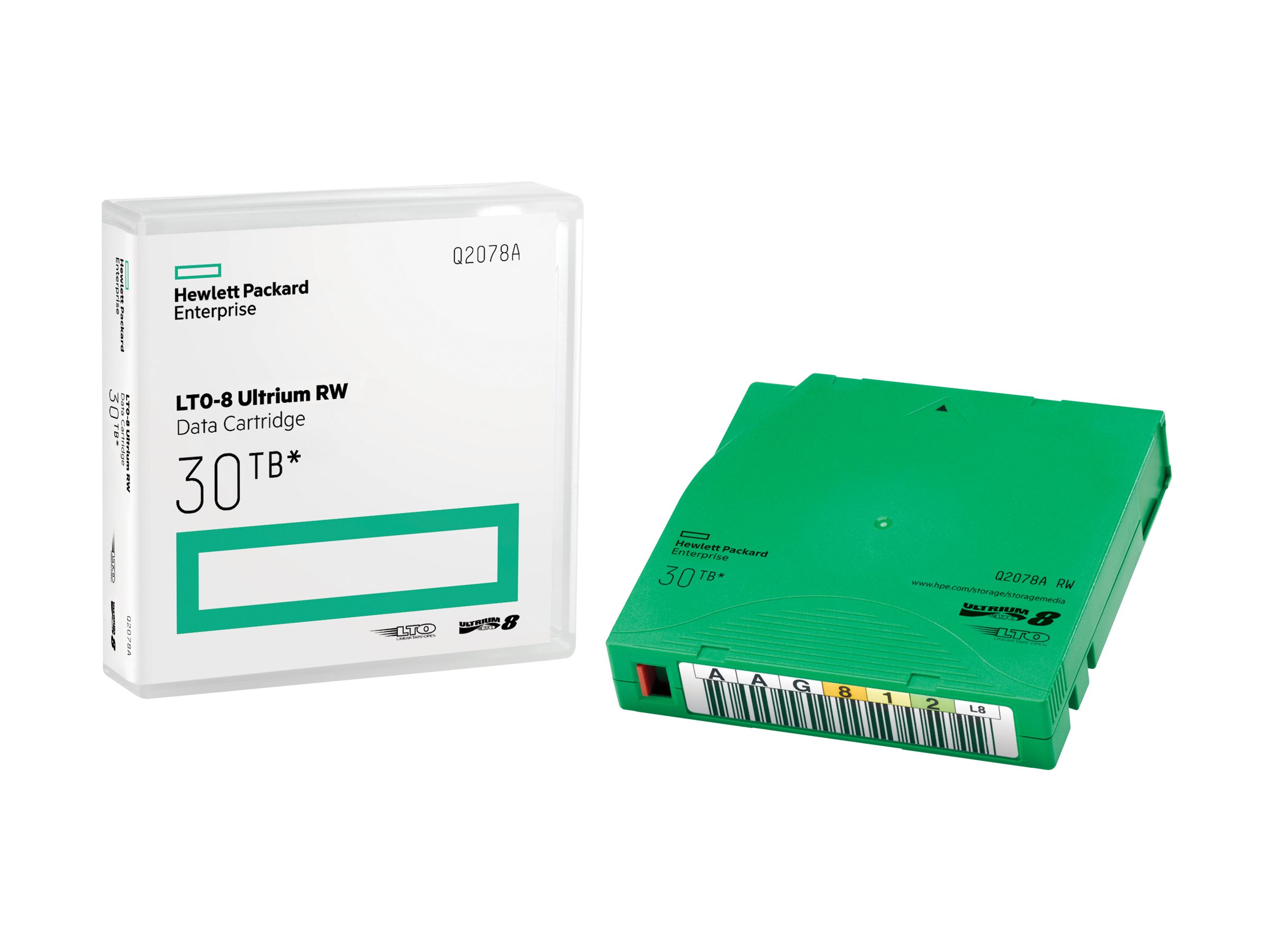 HPE RW Data Cartridge - LTO Ultrium 8 - 12 TB / 30 TB - grøn - for StoreEver LTO-8 Ultrium 30750, LTO-8 Ultrium 30750 TAA