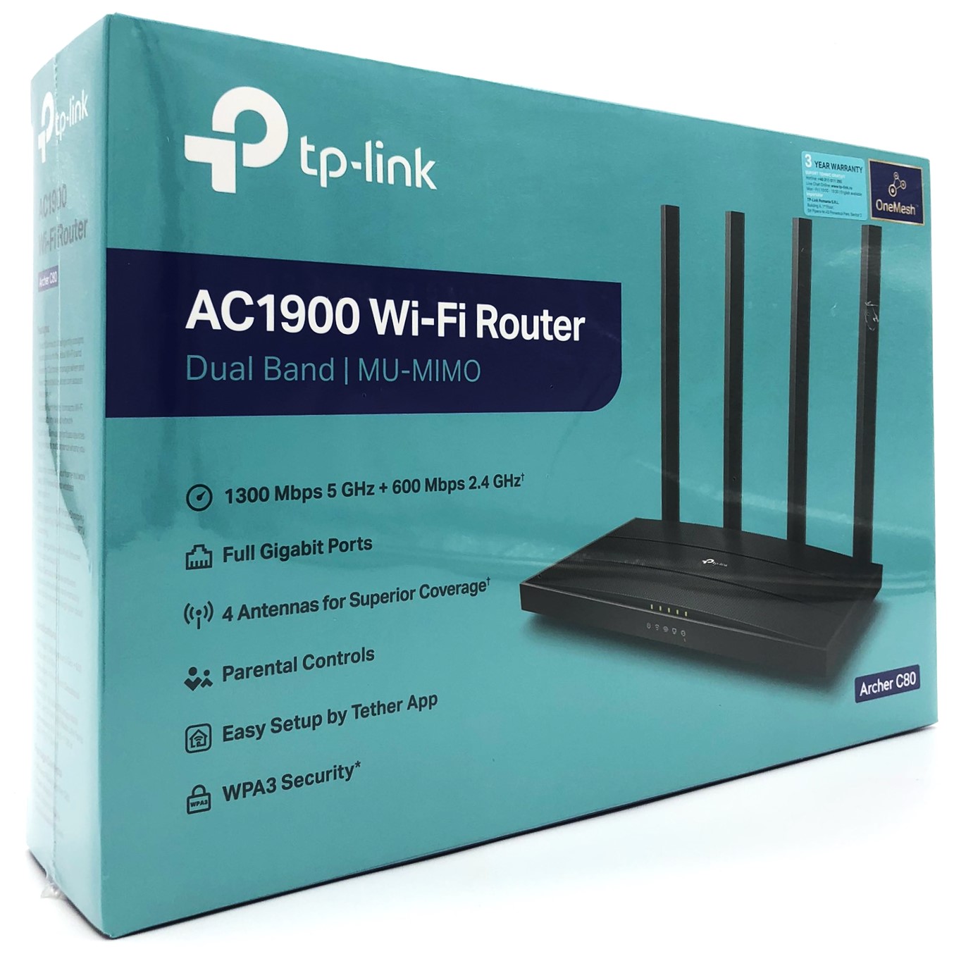 TP-LINK Archer C80 trådlös router Gigabit Ethernet Dual-band (2,4 GHz / 5 GHz) S