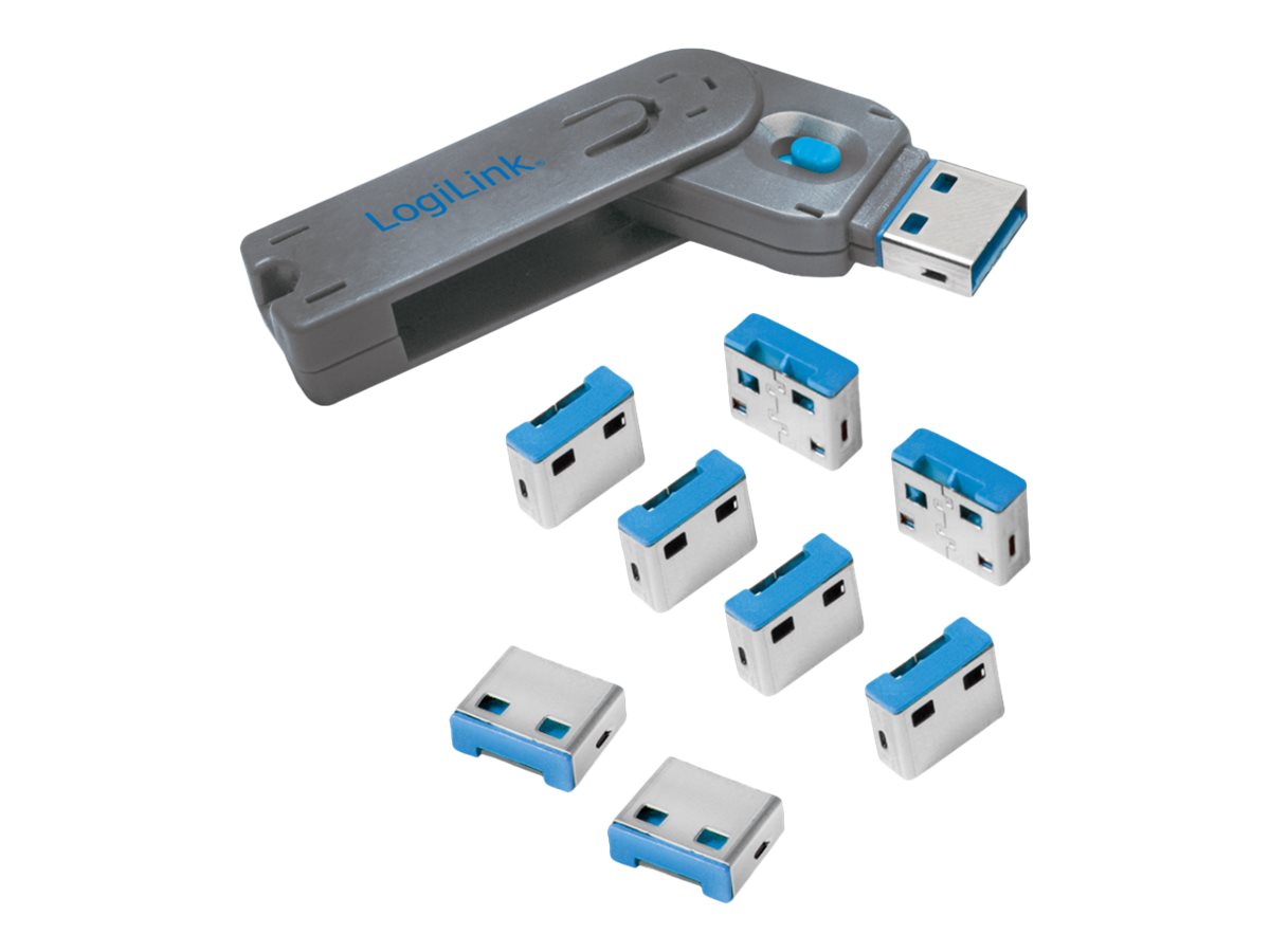LogiLink USB-A port blocker (1x key and 8x locks)