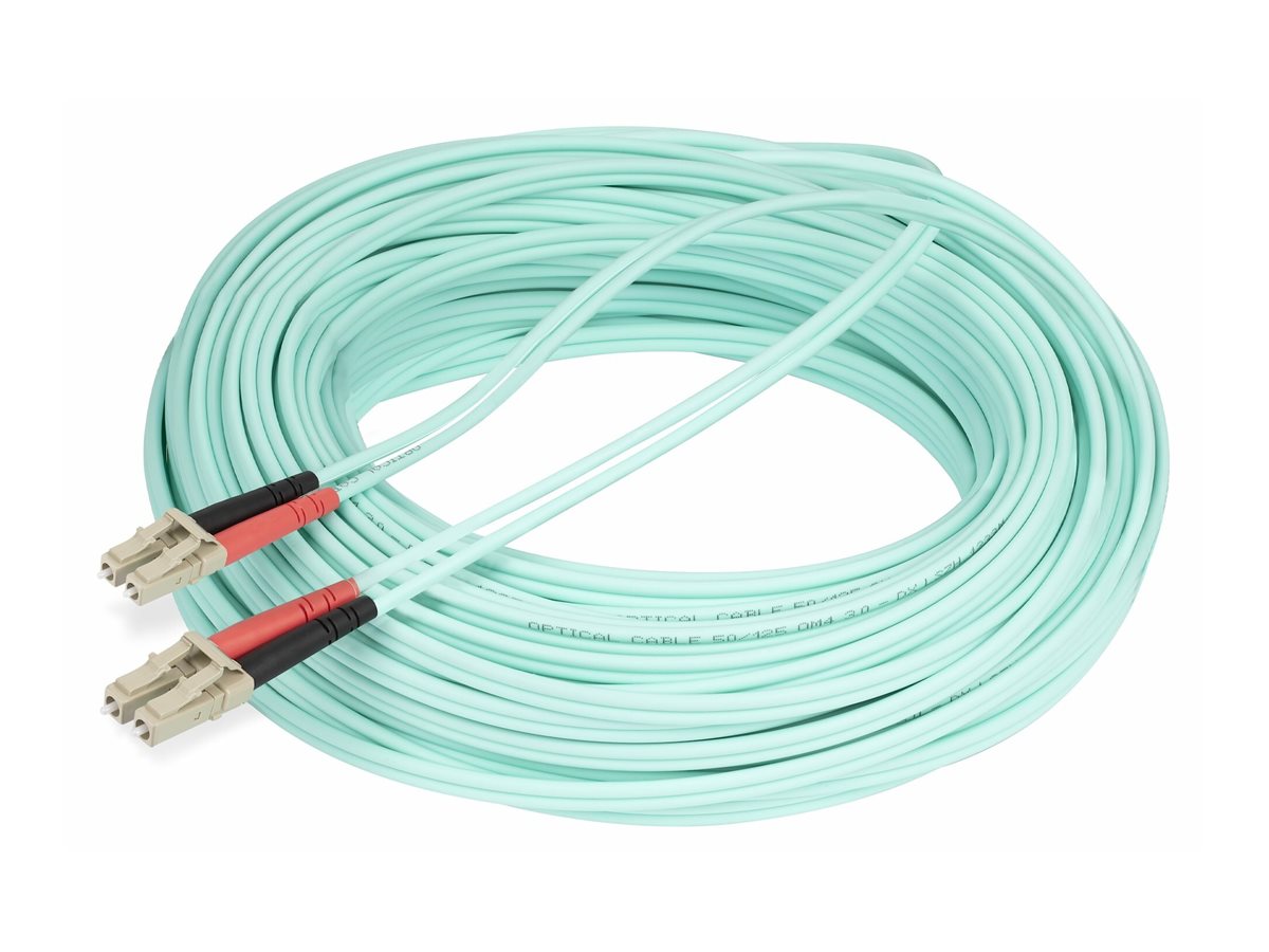 StarTech.com 20m (65ft) LC/UPC to LC/UPC OM4 Multimode Fiber Optic Cable - patch cable - 20 m - aqua - Blå - 20m