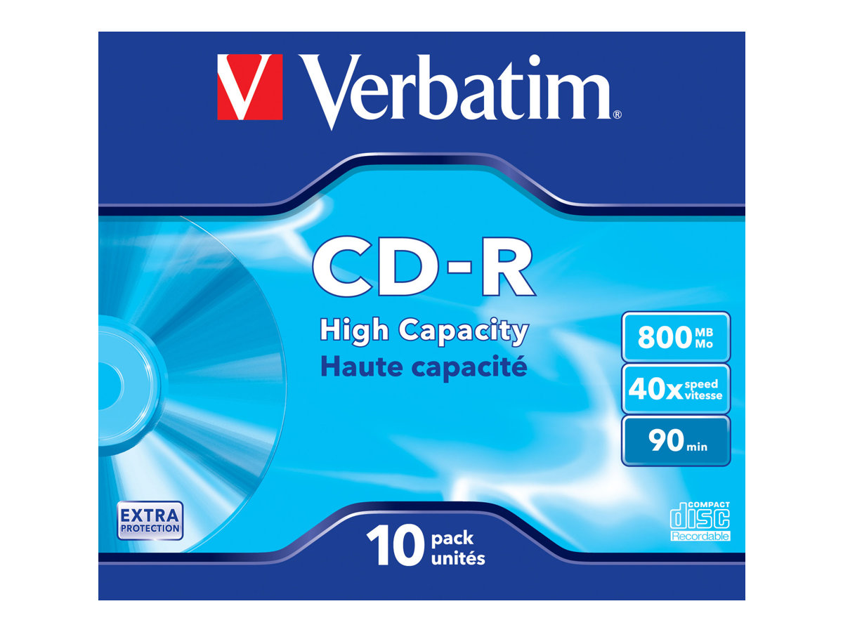 CD-R High Capacity 40x 800MB 10 Pack Jewel Case Extra Protection