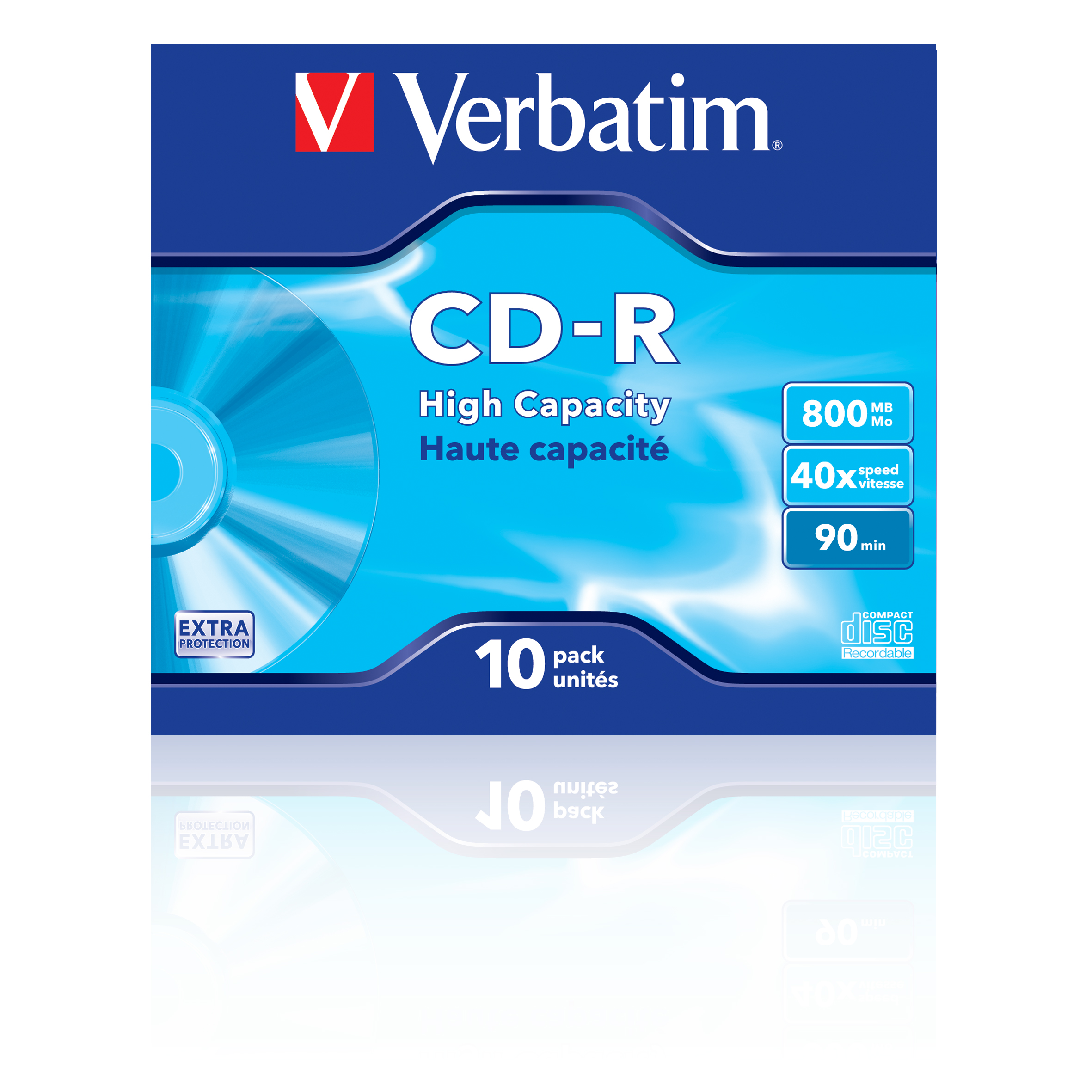 CD-R High Capacity 40x 800MB 10 Pack Jewel Case Extra Protection