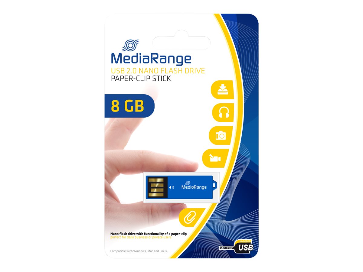 MediaRange Nano 8GB USB 2.0 USB stick Blå