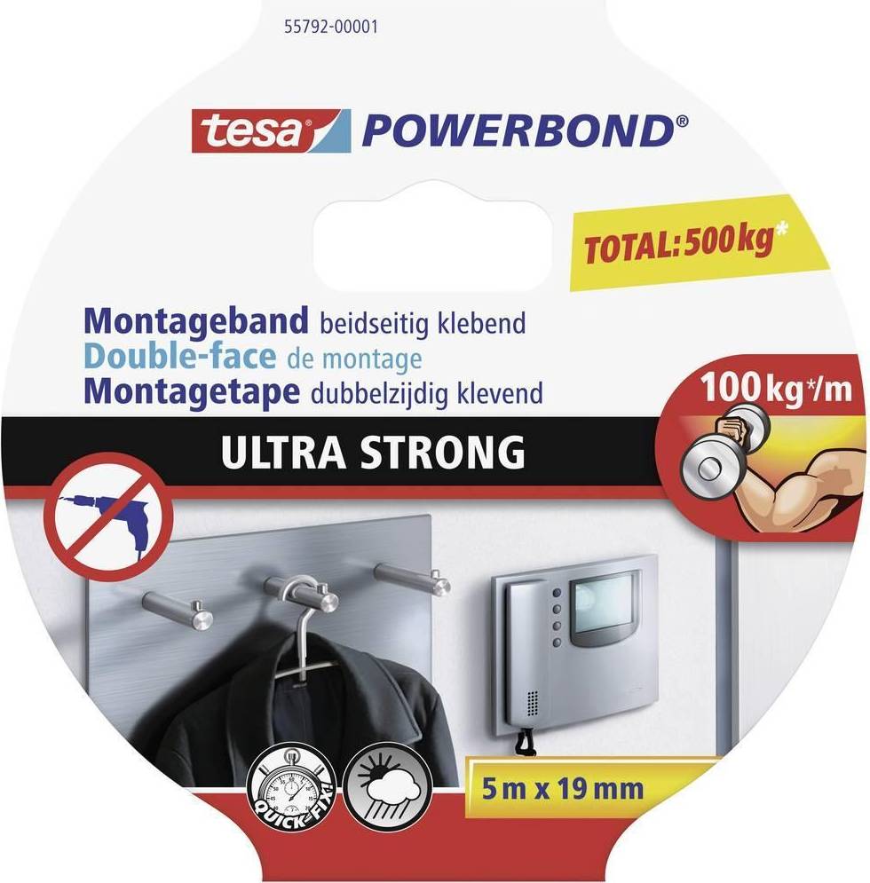 Beiersdorf Tesa Powerbond Monteringbånd Ultra Strong 5M 19Mm
