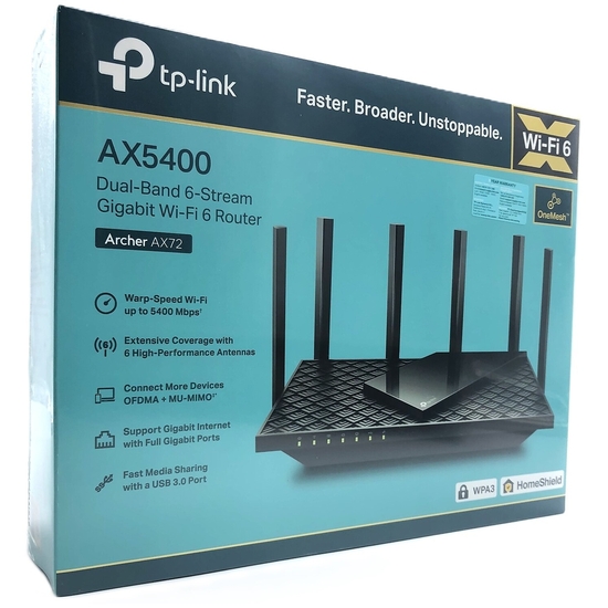 TP-LINK AX72 (AX5400) - Trådløs router - 4-port switch - GigE - 802.11a/b/g/n/ac/ax (WiFi6) - Dual Band - MU-MIMO