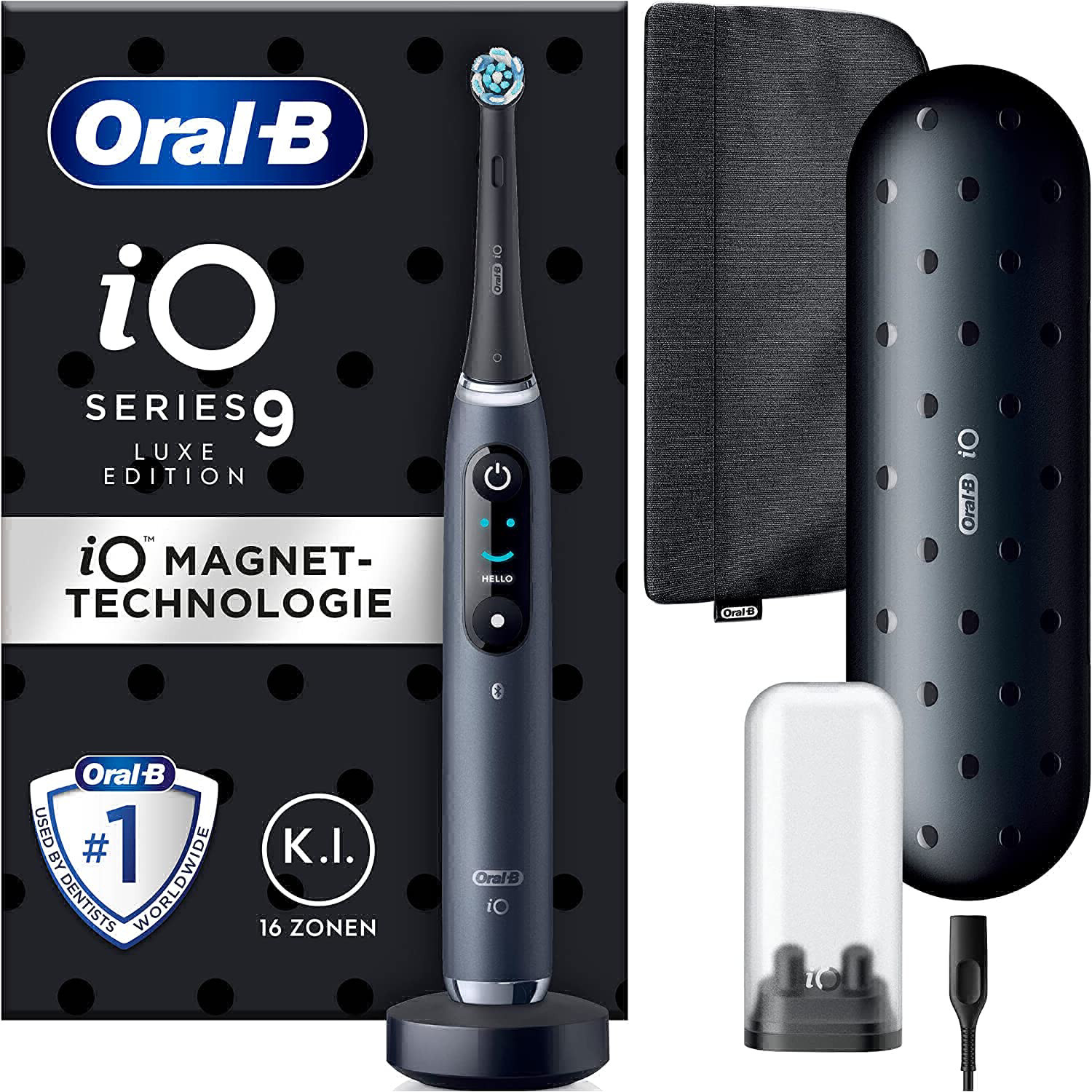 Oral-B iO Series 9 Luxe Edition, Elektrische Zahnbürste (schwarz, Black Onyx)
