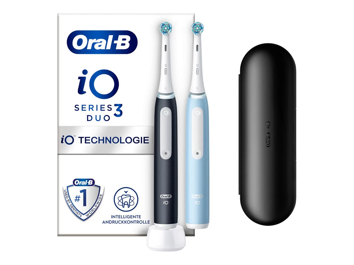 Oral B iO 3 Black & Blue Electric Toothbrushes Designed By Braun