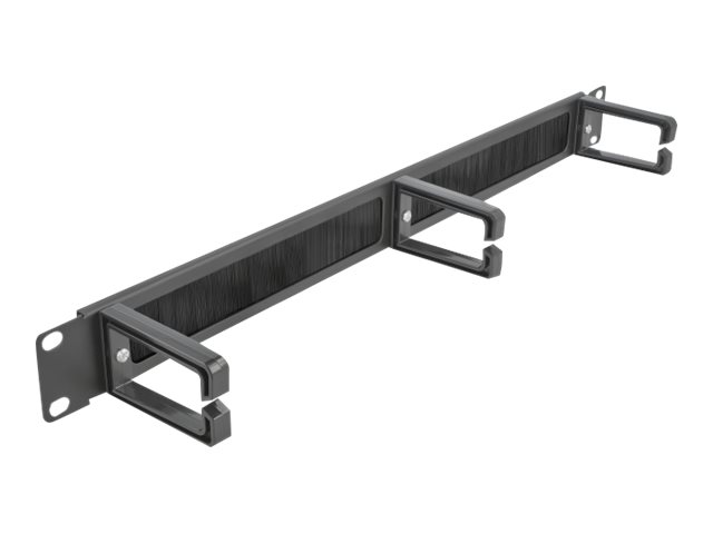 Delock Cable Management Brush Strip with 3 hooks - Stativkabeladministrationspanel med børste - sort - 1U - 19