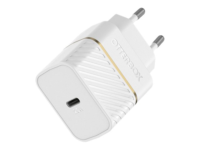 OtterBox EU Wall Charger 20W - 1X USB-C 20W USB-PD + USB C-Lightning Cable 1m White