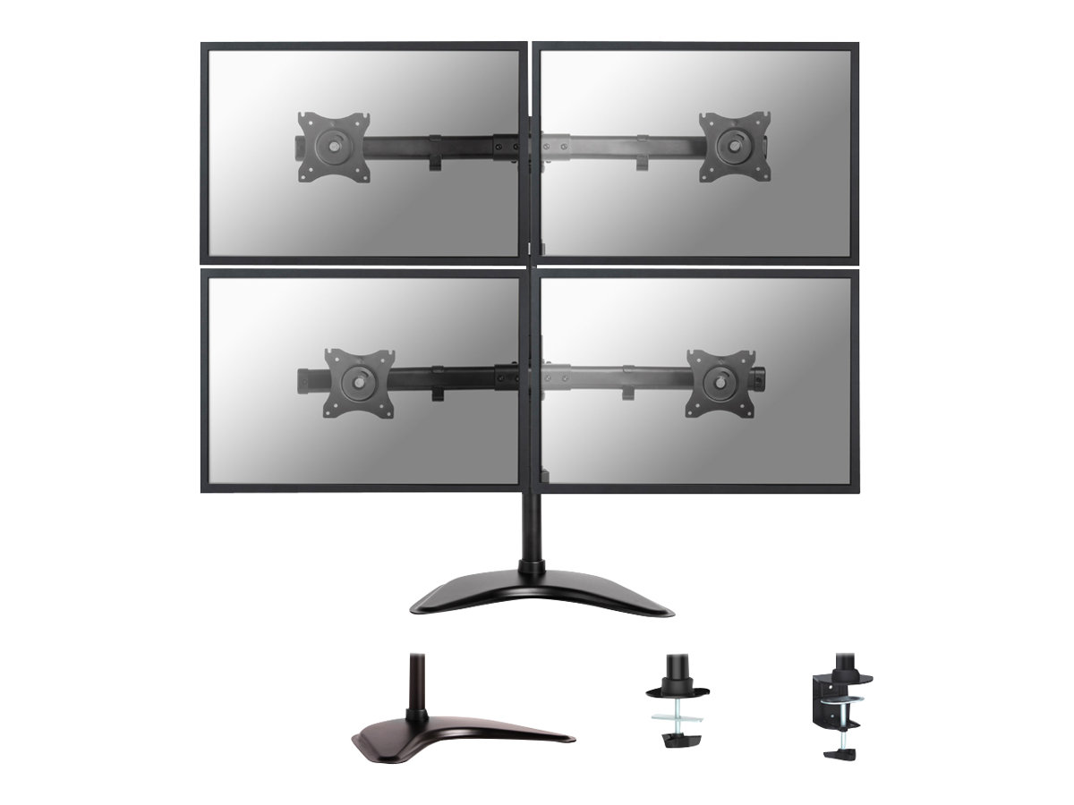 Neomounts NM-D335D4 - Stativ - fuld bevægelse - for 4 LCD displays - sort - skærmstørrelse: 10-27 - skrivebordsstander, klemmemonterbar, øje, skrivebordsmonterbar