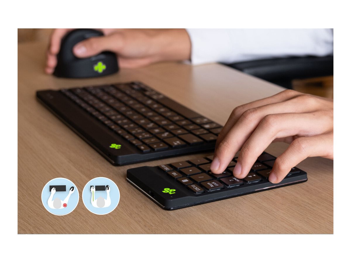 Numerisk tastatur med Bluetooth - R-Go Numpad Break, ergonomisk, sort