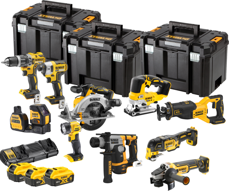 DEWALT  COMBO 18V DCK1012P4T (DCD796, DCF887, DCS565, DCS382, DCS356, DCS334, DCH172, DCG405, DCE088NG18, DCL040) 4x5,0Ah 3xTSTAK