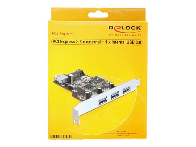 DeLock PCI Express Card > 3 x external 1 x internal USB 3.0 USB-adapter PCI Express 2.0 x1 5Gbps