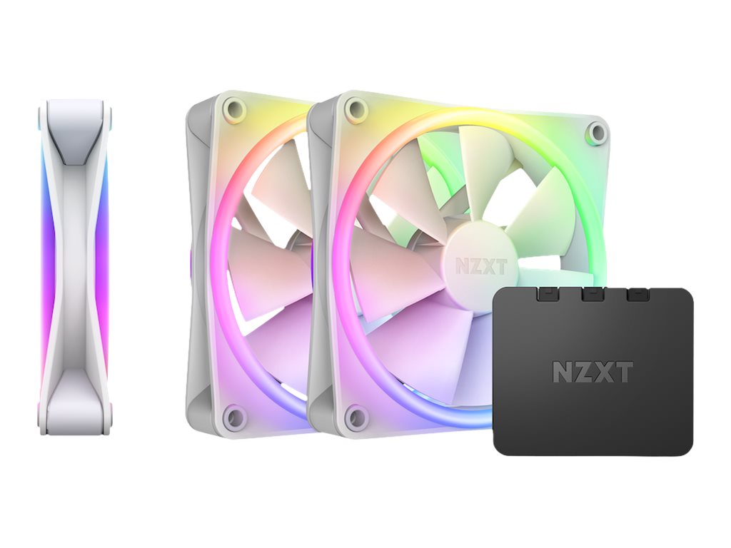 NZXT F120 RGB DUO 3-pack & RGB Controller - White - Kabinet køler - 120mm - Hvid med RGB - 29 dBA