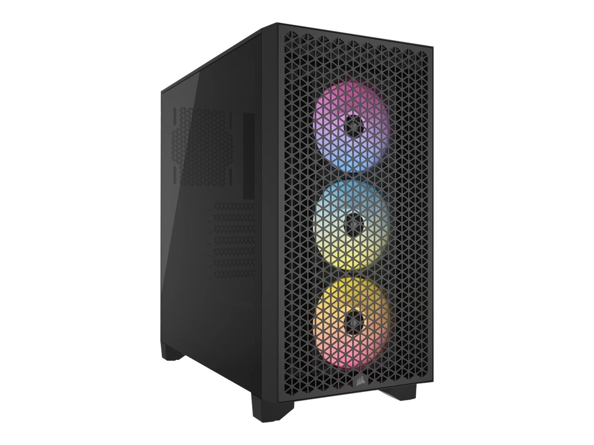 CORSAIR 3000D RGB AIRFLOW - Mid tower - udvidet ATX - sidepanel med vindue (hærdet glas) - ingen strømforsyning (ATX) - sort - USB/Lyd