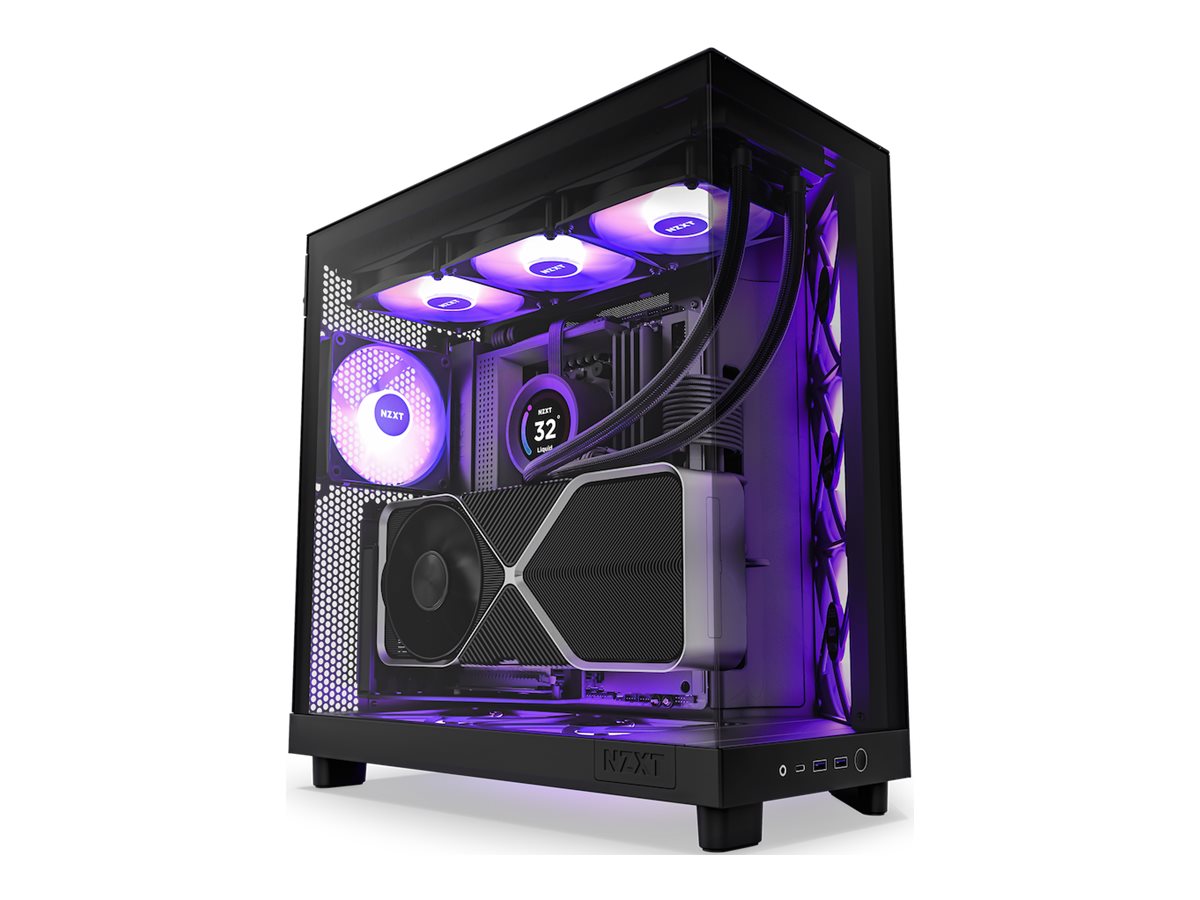 NZXT H6 Flow Compact Dual Chamber with RGB - Matte Black - Kabinet - Miditower - Sort