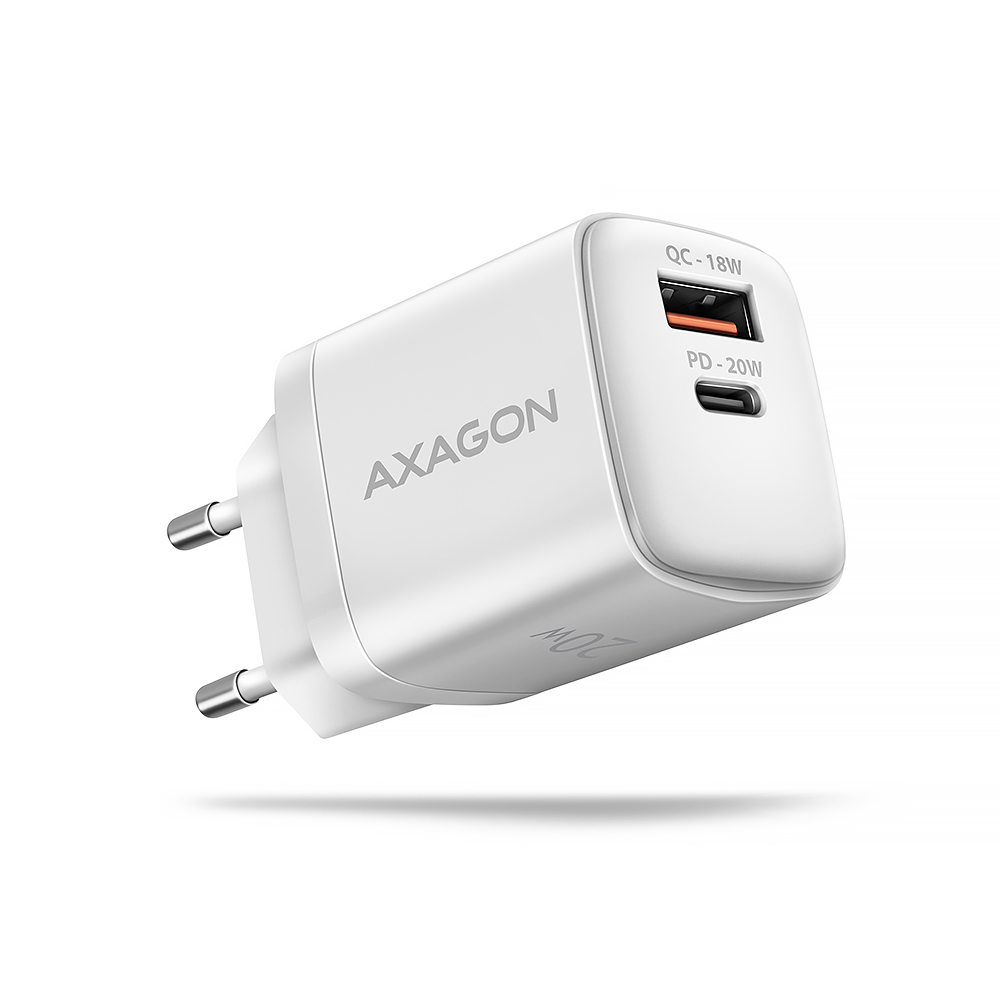 AXAGON Wall Charger 20 W PD 3.0 Quick Charge 4+ - USB-C + USB-A