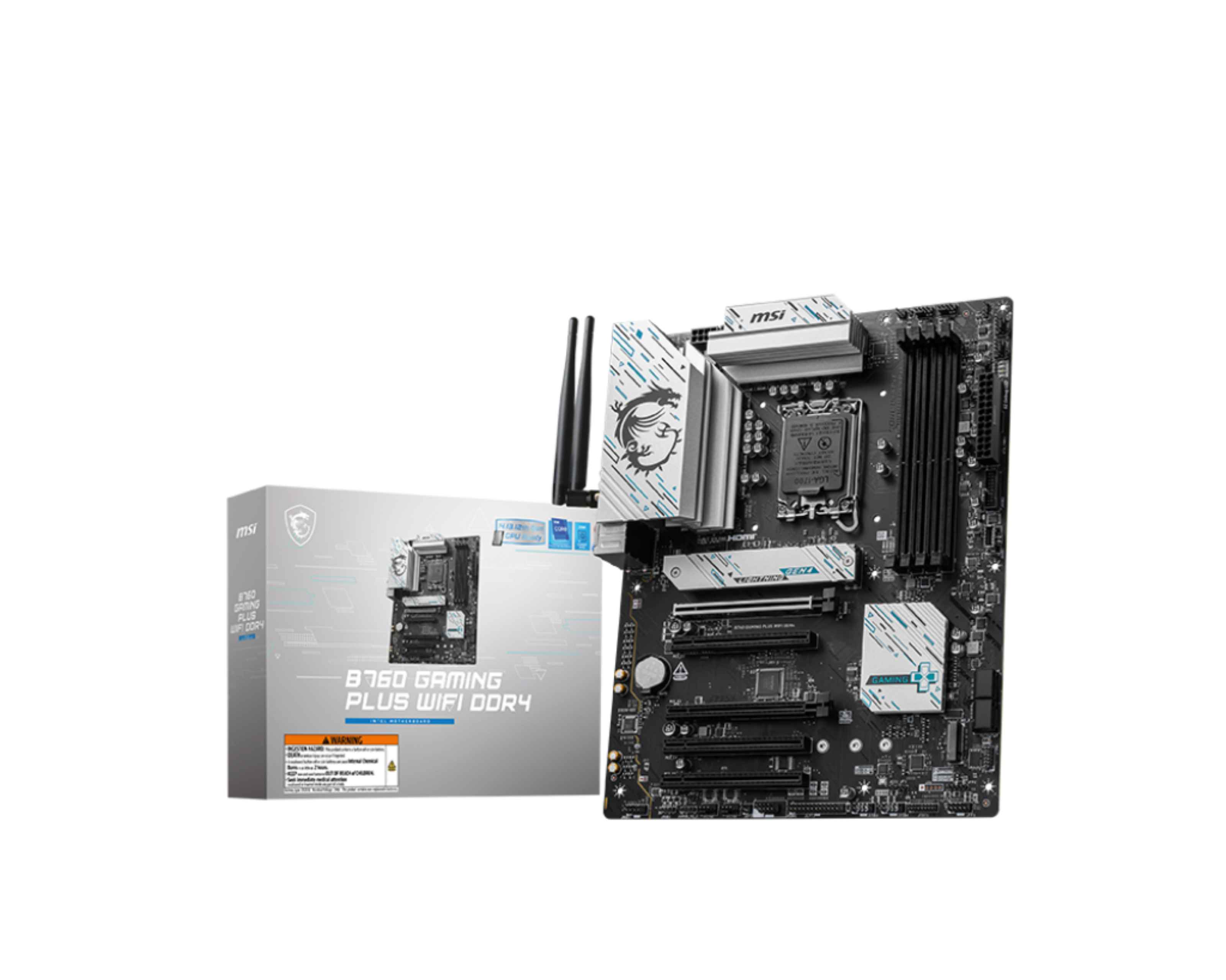 MSI B760 GAMING PLUS WIFI DDR4 - Bundkort - ATX - LGA1700 sokkel - B760 Chipset - USB 3.2 Gen 1, USB 3.2 Gen 2, USB-C 3.2 Gen2, USB-C 3.2 Gen 1 - 2.5 Gigabit LAN, Wi-Fi 6E, Bluetooth - onboard grafik (CPU påkrævet) - HD Audio (8-kanaler)