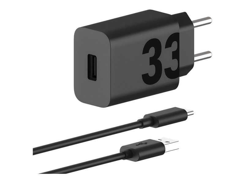 Motorola Turbopower - Strømforsyningsadapter - 33 Watt - 3 A - Fast Charge (USB) - på kabel: USB-A - mat sort - Europa