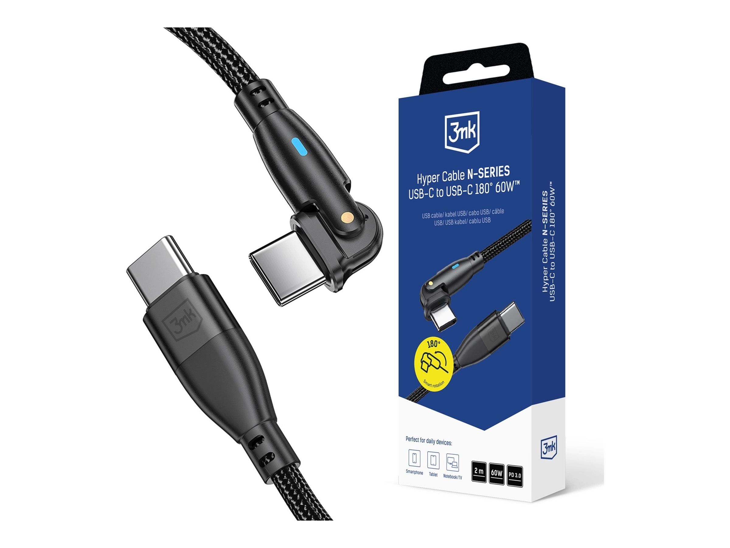3mk Hyper Cable N-SERIES USB 2.0 USB Type-C kabel Sort