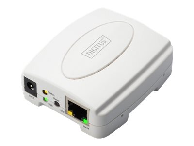 DIGITUS Fast Ethernet Print Server DN-13003-2 - Udskriftsserver - USB 2.0 - 100Mb LAN - 100Base-TX