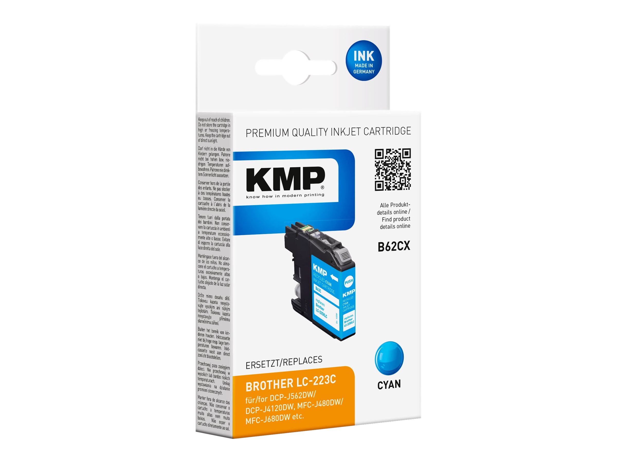 KMP B62CX - cyan - remanufactured - ink cartridge (alternative for: Brother LC-223C)