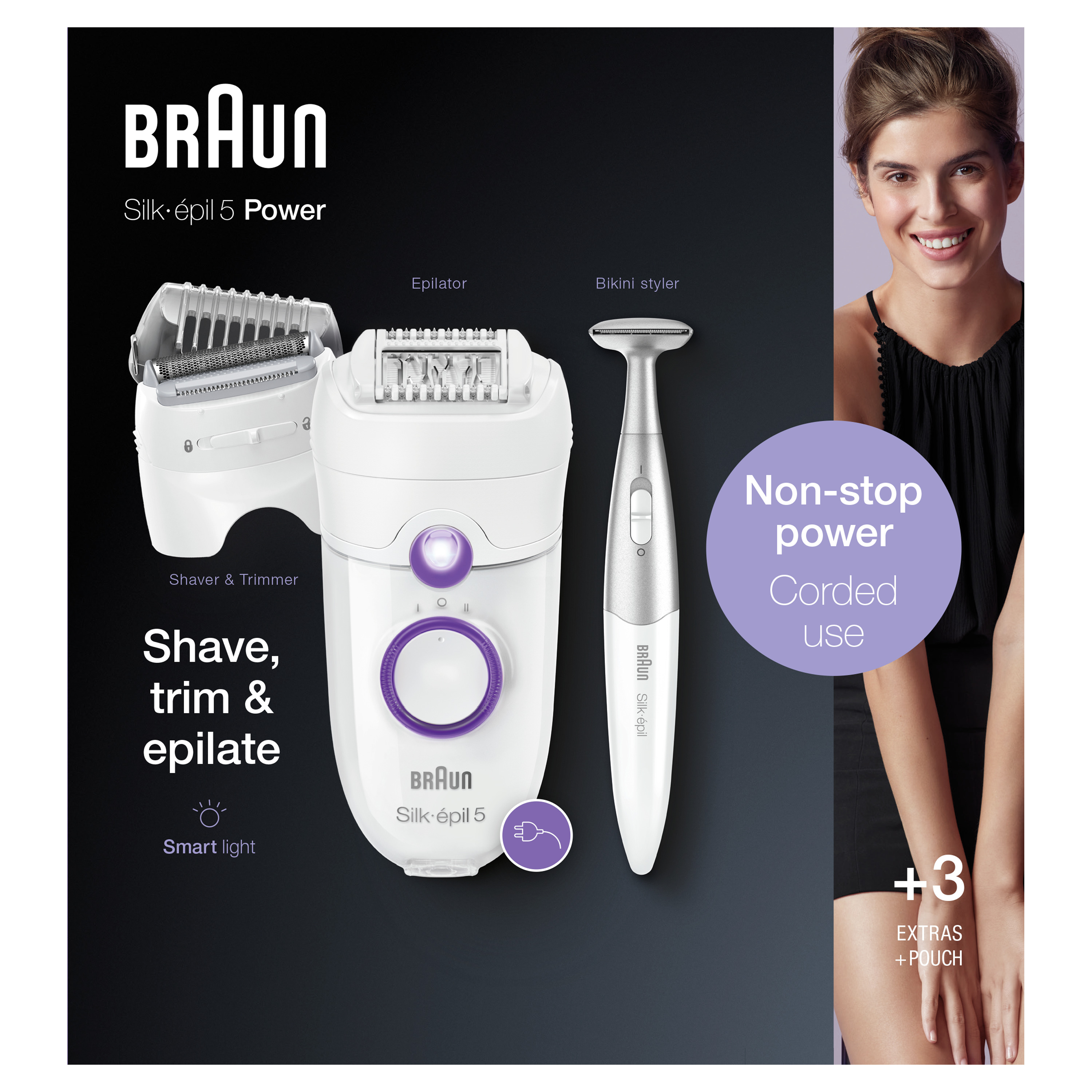 Braun Silk-épil 5 825 Power 28 pincetter Hvid, Lilla