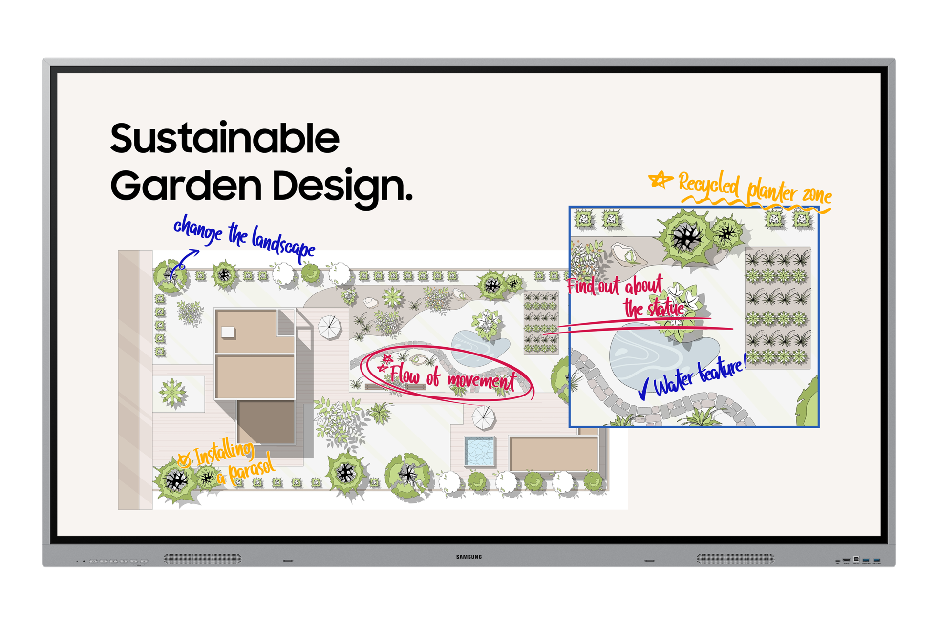 Samsung WE75FX Interaktivt whiteboard 190,5 cm (75") 3840 x 2160 pixel Grå HDMI billede