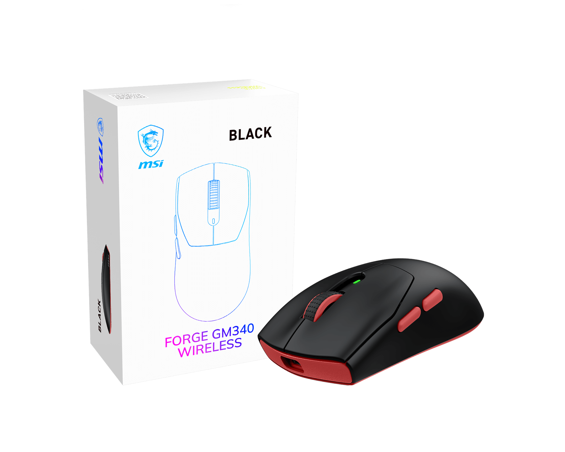 MSI Forge Gm340 Wireless Black mus Spil Ambidextrous RF trådløs + Bluetooth Optisk 12000 dpi
