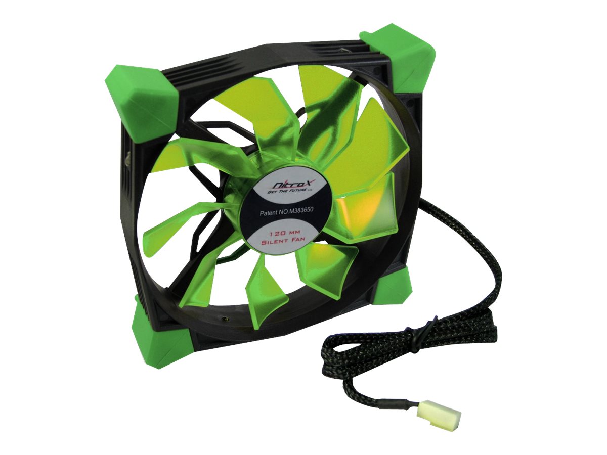Inter-Tech CobaNitrox Xtended N-120-GR Fan 1-pack Sort Grøn 120 mm