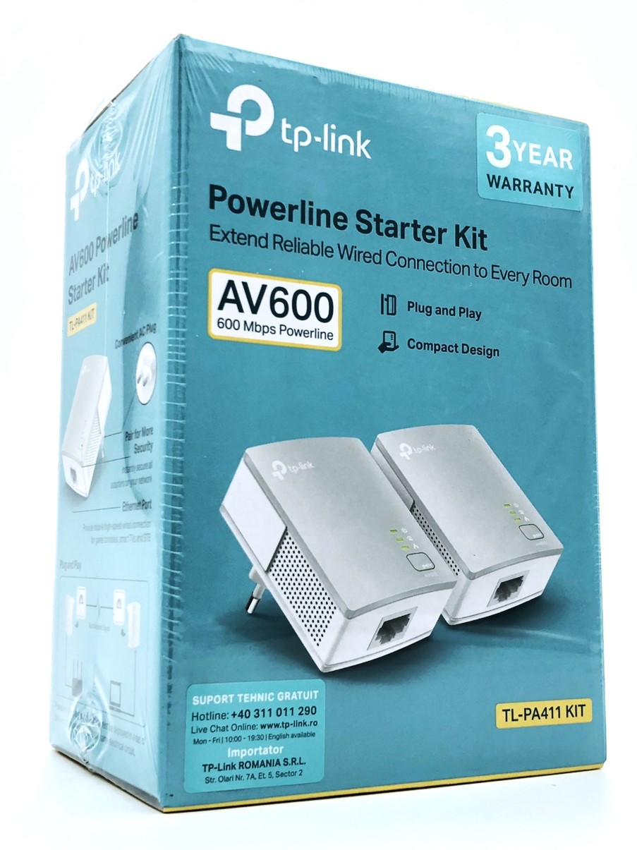 TP-Link TL-PA411KIT AV500 Nano Powerline Adapter Starter Kit - Powerline-adaptersæt HomePlug AV (HPAV) - kan sluttes til vægstik (pakke med 2)