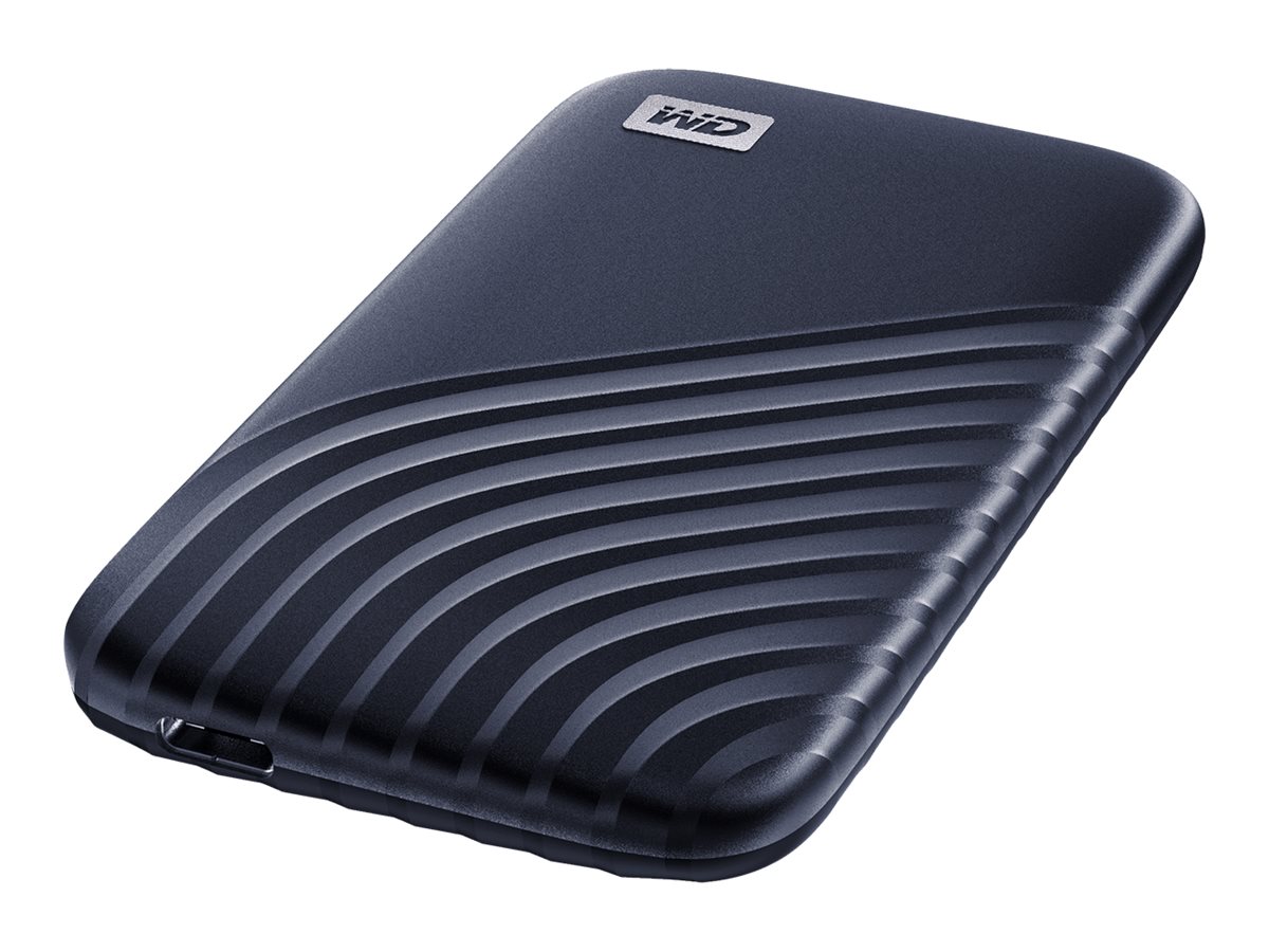 WD My Passport SSD WDBAGF0010BBL - SSD - krypteret - 1 TB - ekstern (bærbar) - USB 3.2 Gen 2 (USB-C stikforbindelse) - 256-bit AES - midnatsblå