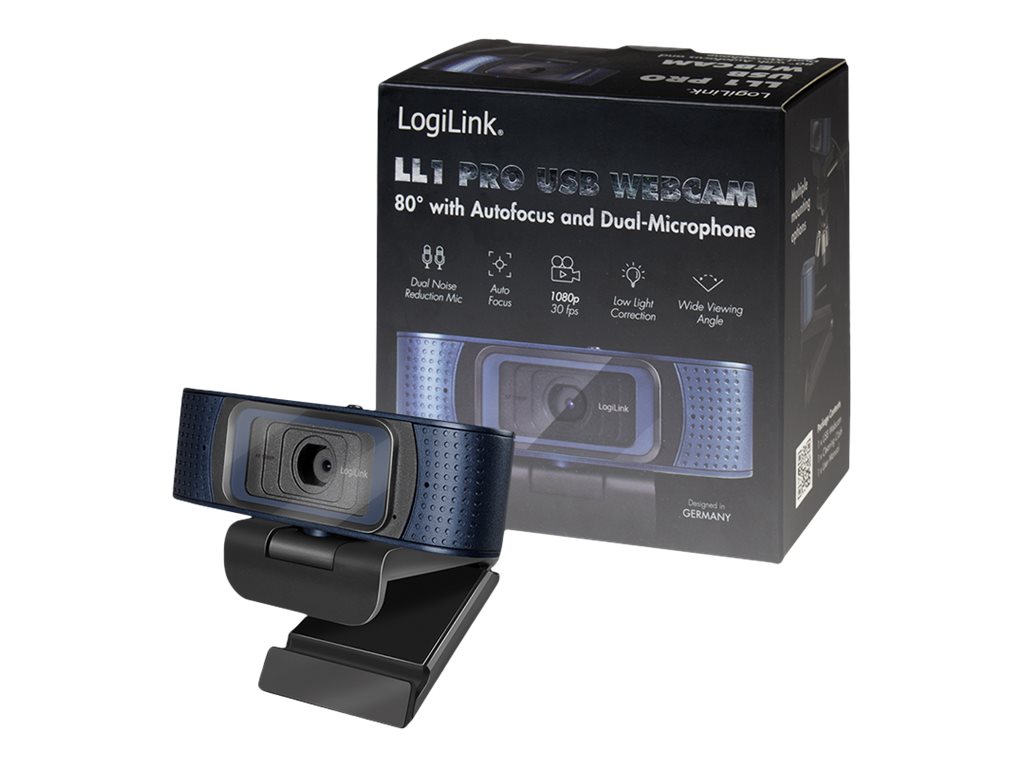 LogiLink UA0379 webcam - 1080p FHD, autofokus, 80° synsfelt, dual mikrofon og privatdæksel