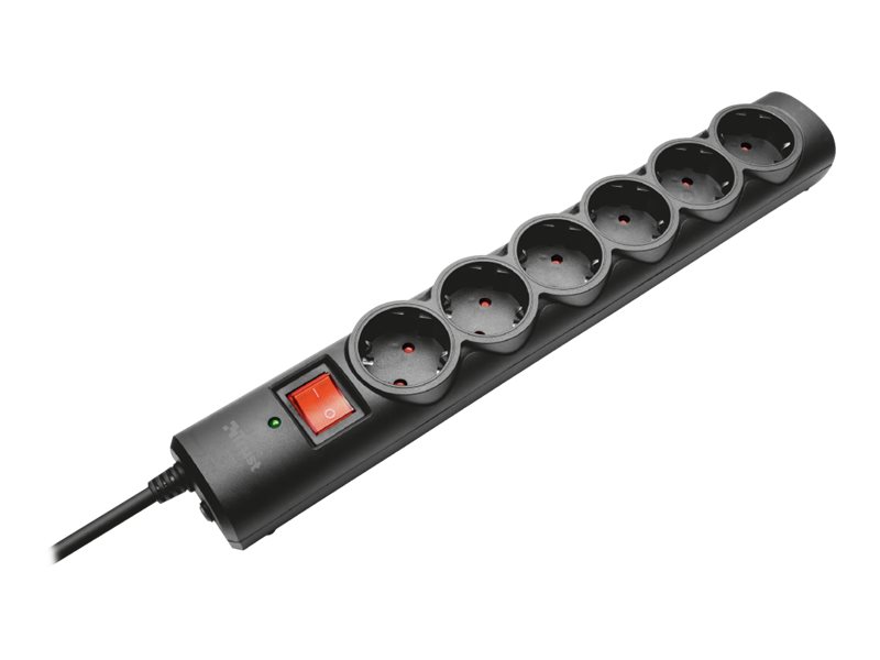 Trust Surge Guard Strømstødsbeskytter 6-stik Sort 1.8m