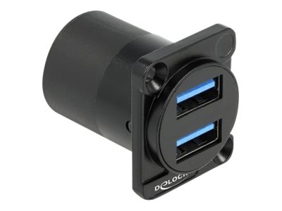 Delock - D-Type - USB-sokkelmekanisme - USB 3.2 Gen 1 - USB - 2 USB-sokler - sort