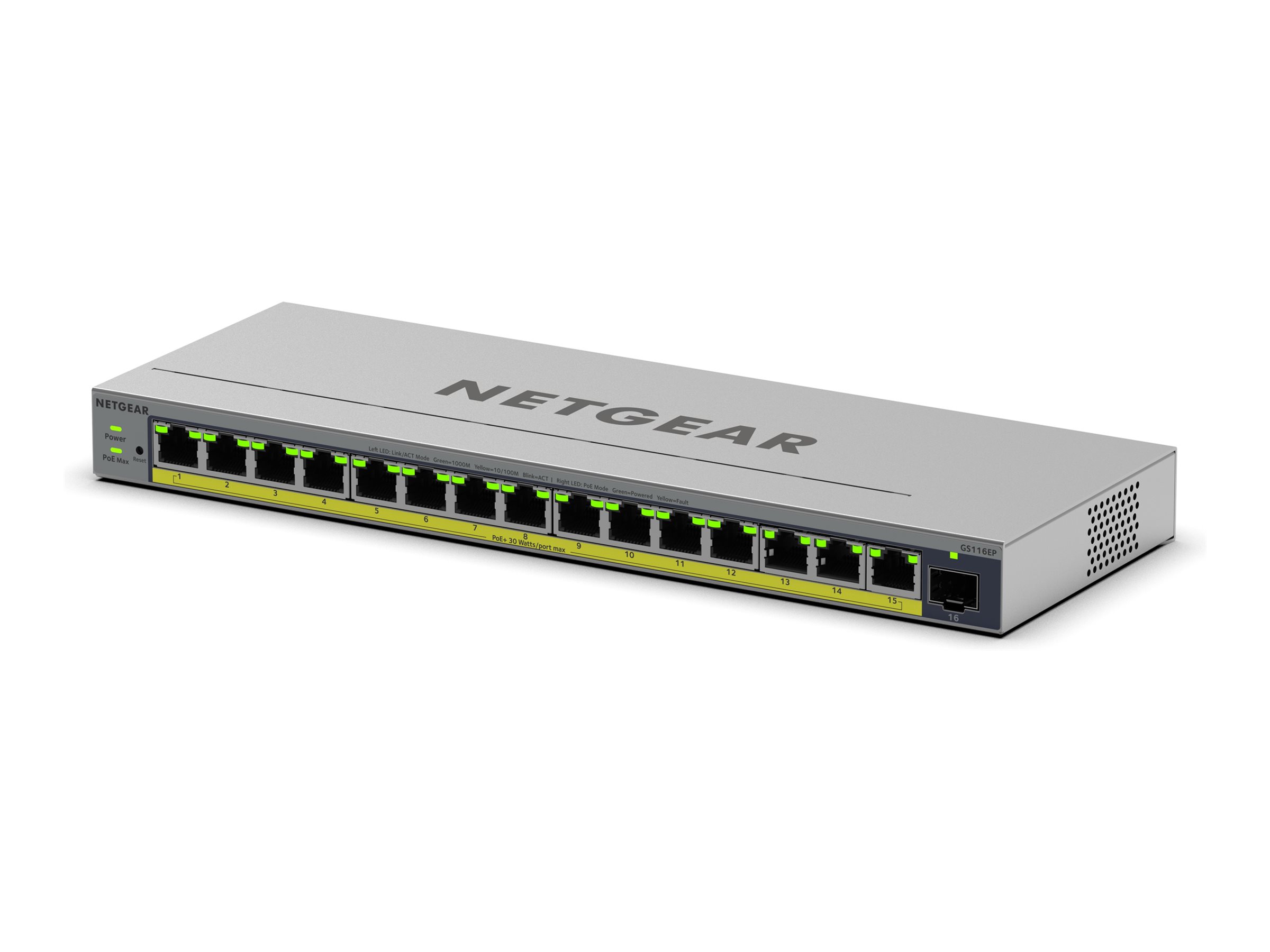 Netgear GS116EP 16-Port Gigabit Ethernet Easy Smart PoE+ Switch (180W)