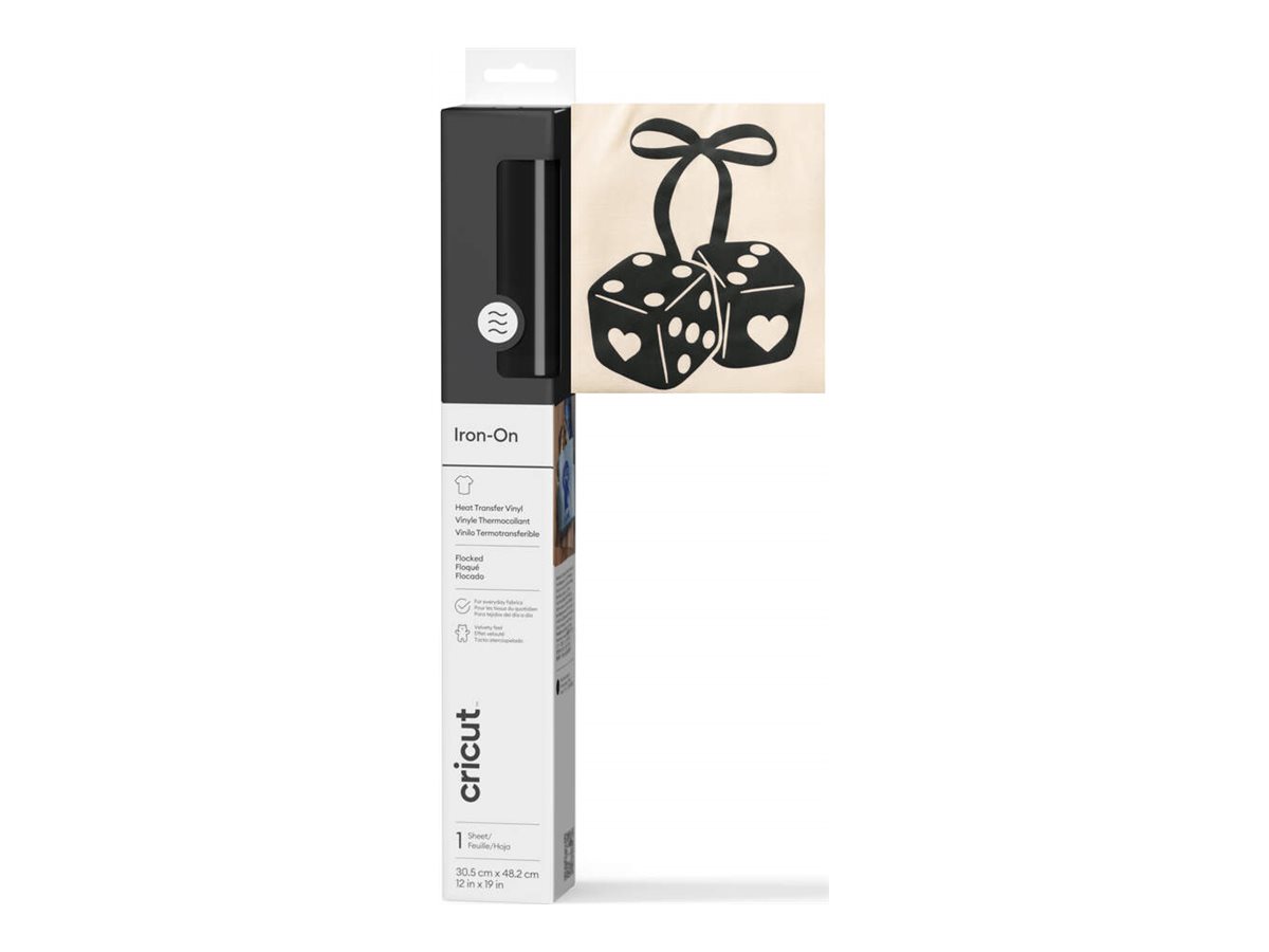 Cricut Iron-on Flocked - Varmeoverførselsmateriale - 30.5 x 48.2 cm - sort - vinyl