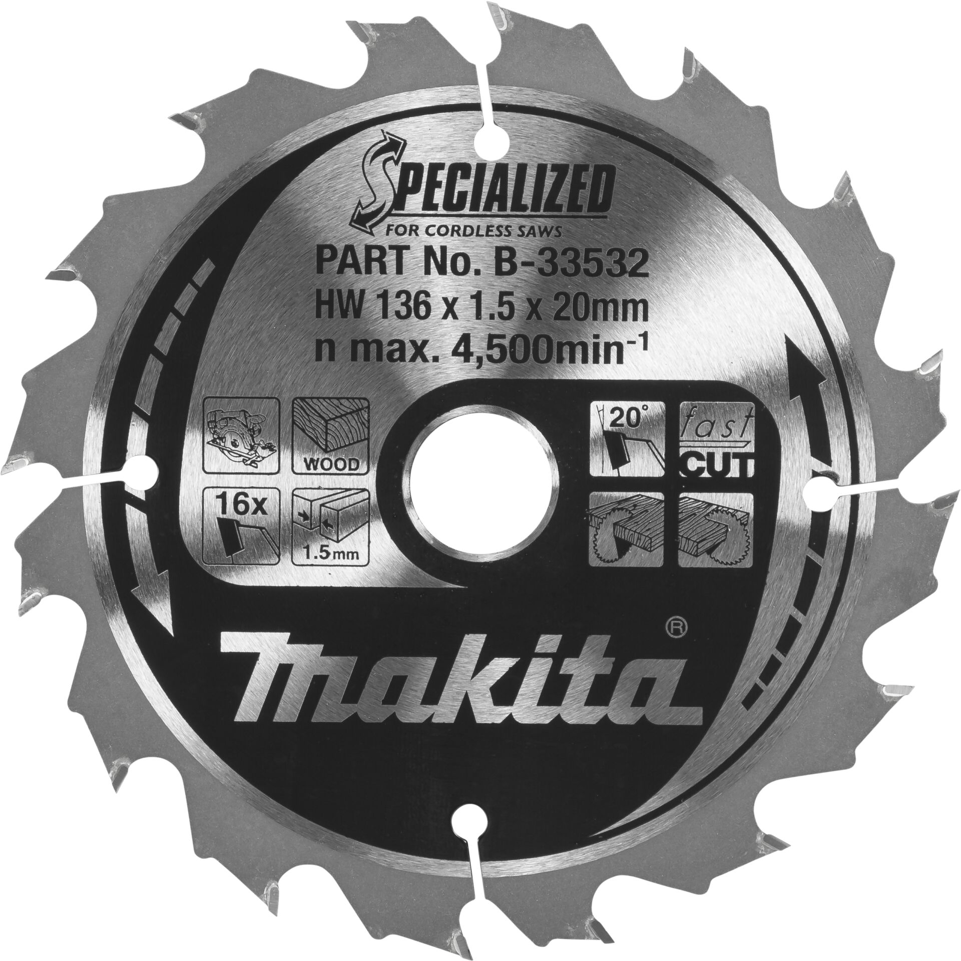 Makita Specialized - Rundsavsklinge - for træ - 136 mm - 16 tænder