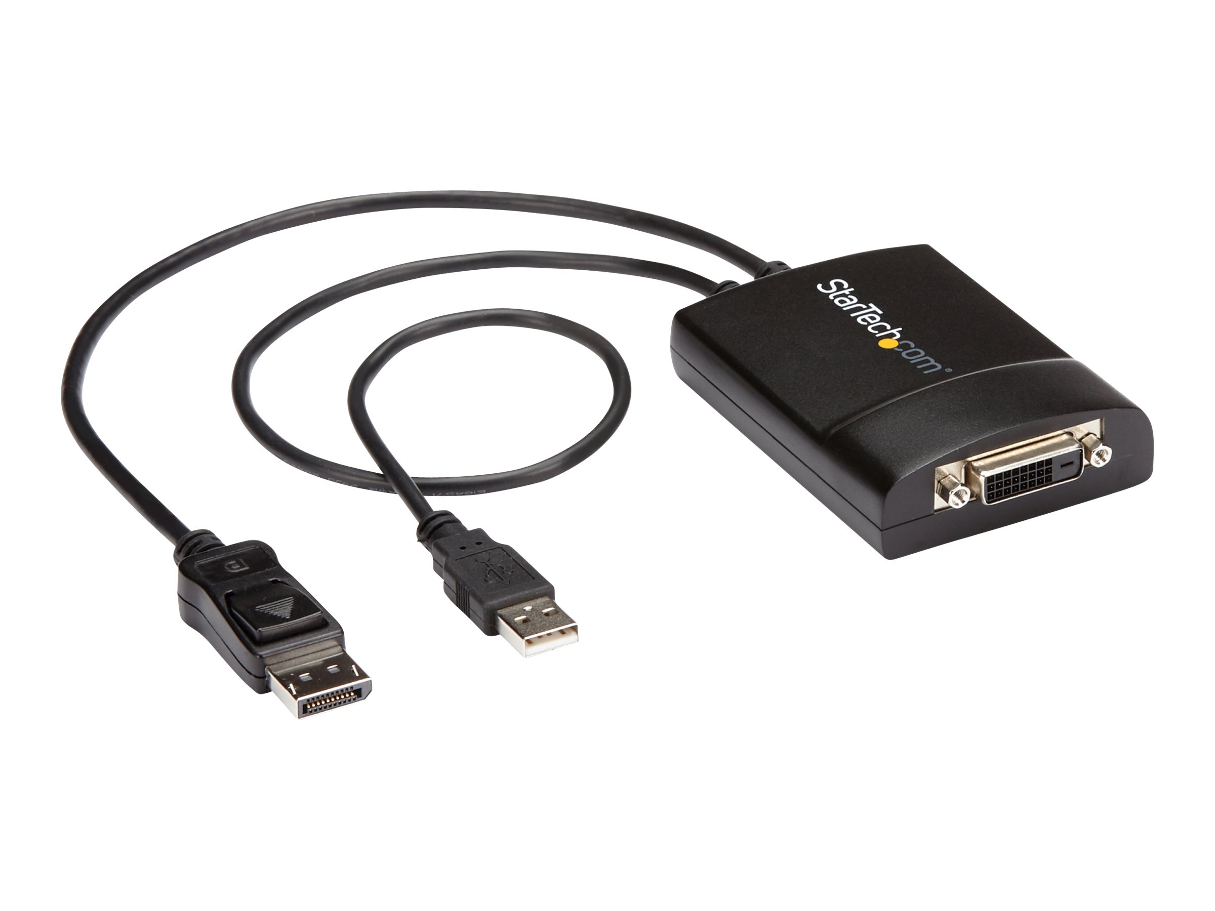 StarTech DisplayPort to DVI Adapter - Dual-Link - Active DVI-D Adapter for Your Monitor / Display - USB Powered - 2560x1600 (DP2DVID2) - DisplayPort / DVI adapter - USB (kun strøm), DisplayPort (han) til DVI-D (hun) haspet - USB 2.0 / DisplayPort 1.2 - 37 cm - USB-strøm, aktiv, 2560 x 1600 (WQXGA) support - sort