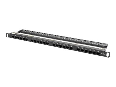 Lanberg PPU6-0024-B - Patch-panel - CAT 6 - UTP - RJ-45 X 24 - RAL 9004, sort - 0.5U - 19