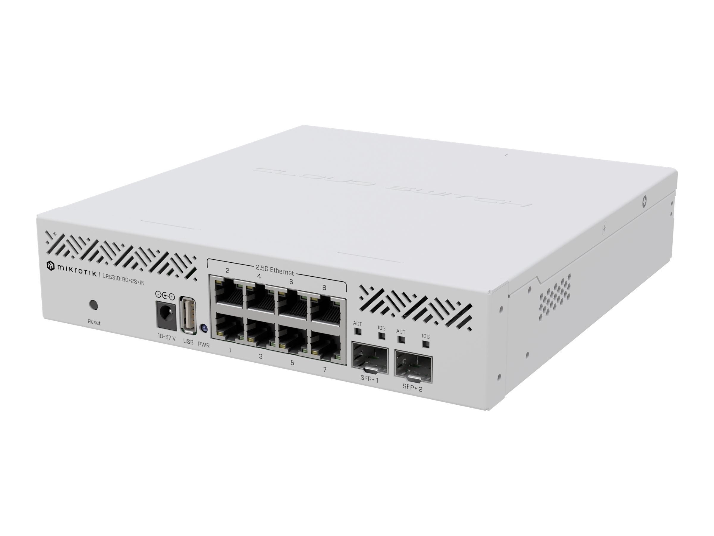 MikroTik CRS310-8G+2S+IN - Switch - L3 - 8 x 2.5GBase-T + 2 x 10 Gigabit SFP+ - desktop, monterbar på stativ