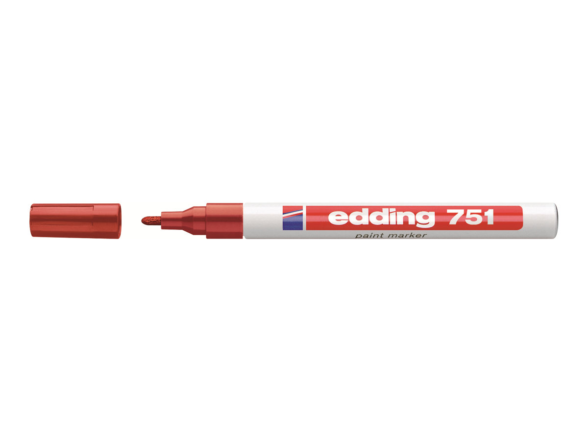 Marker Edding 751 permanent, rød rund spids 1-2mm