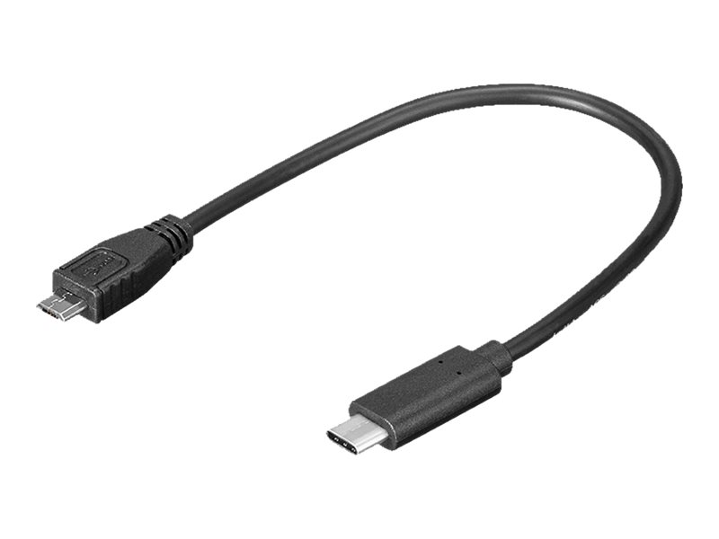 USB 2.0 kabel, USB-C han til Micro B han, Sort (0,2m)