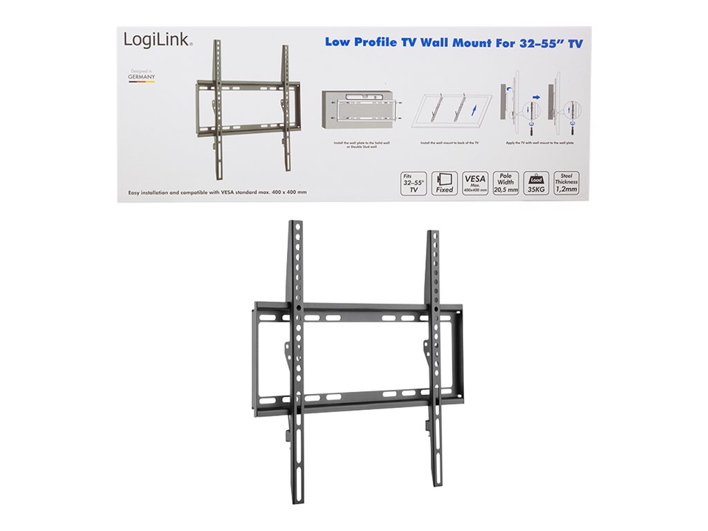 LogiLink TV wall mount 32-55" fixed 35 kg max. - Maks 35 kg - Maks størrelse 55"