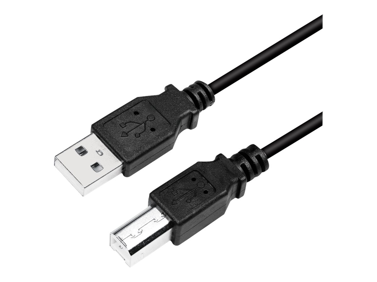 USB cable USB 2.0 A to B 2x male, black, 5m